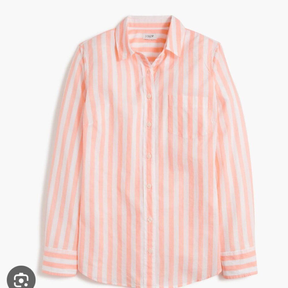 J. Crew Factory BZ034 orange & white lightweight cotton shirt signature fit Flaw